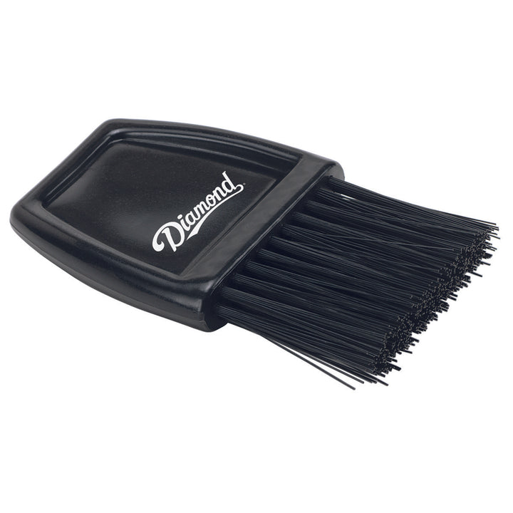 The Diamond Umpire Brush (UMP-WB / UMP-PB) is a black, rectangular handheld brush with stiff bristles, featuring "Diamond" in white script on top.