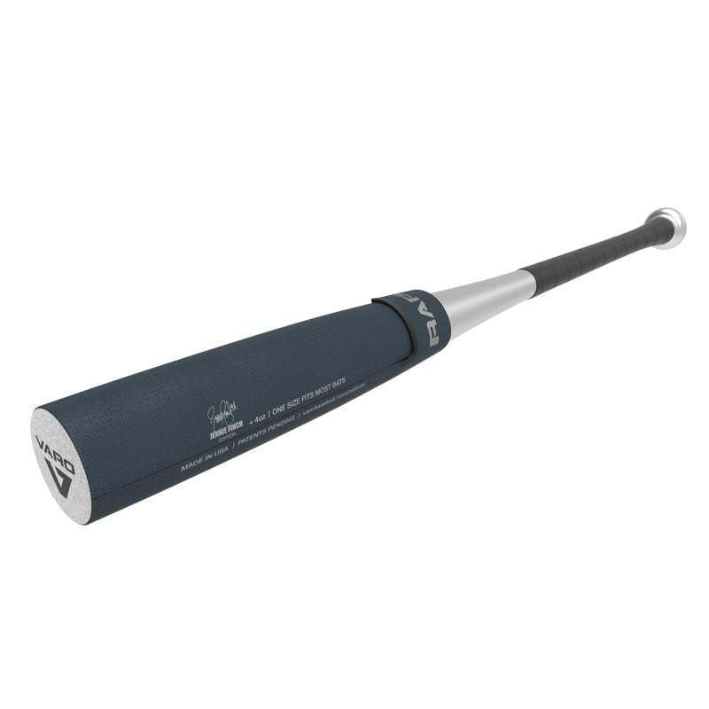 The Varo RAP Weighted Hittable Training Sleeve by Varo is a black and silver sleeve with a textured grip, tapered design, and visible brand name, designed to boost swing speed and help players enhance their performance.