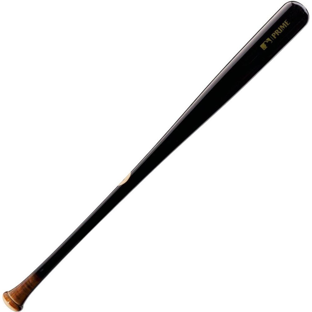The Louisville Slugger MLB Prime Maple C271 Wood Baseball Bat (WBL2680010) features a black barrel, light brown handle, gold PRIME logo near the end, and is designed for a balanced swing.