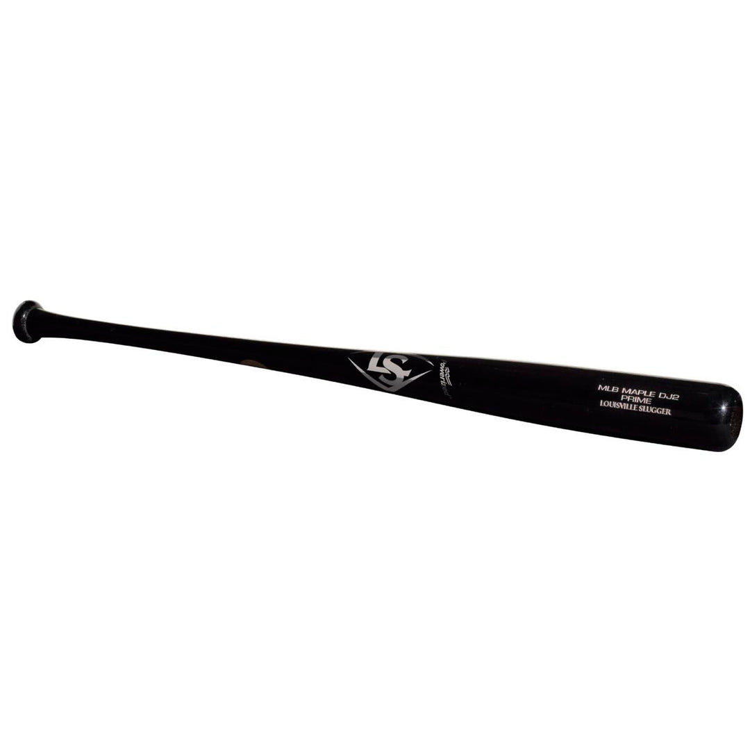 The Louisville Slugger MLB Prime Maple DJ2 Captain Wood Baseball Bat (WBL2683010) is a black maple bat with a white Louisville Slugger logo and text on the barrel, shown on a white background.