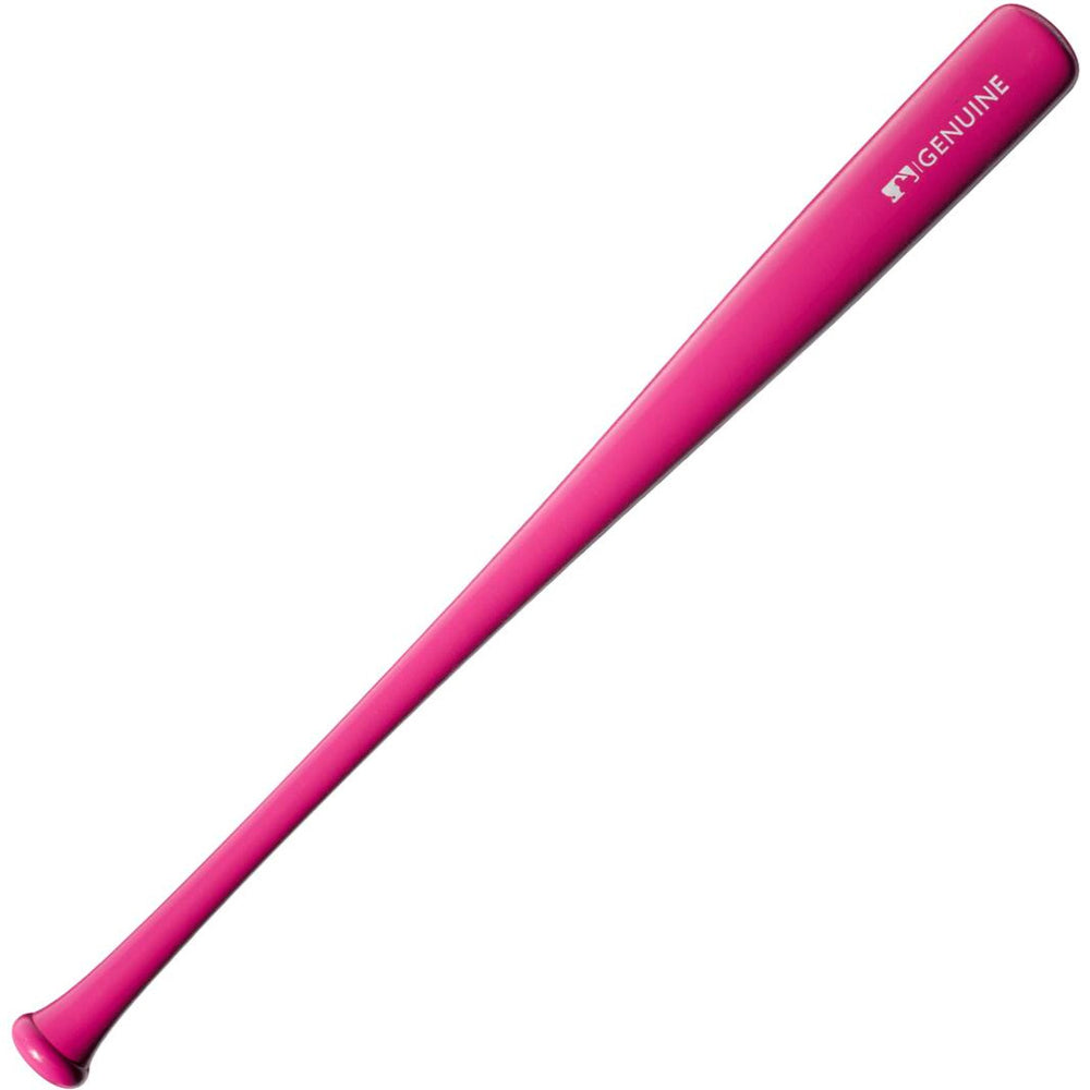 The Louisville Slugger Genuine MIX Pink Wood Baseball Bat (WBL2691010) features a balanced swing weight, tapered handle, and the word GENUINE near the barrel. Shown on a white background.