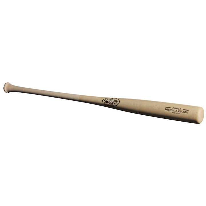 The Louisville Slugger Fungo K100 36" Wood Training Bat (WBL271101036) is a wooden training bat with a natural finish and printed logos, ideal for coaches running practice drills.