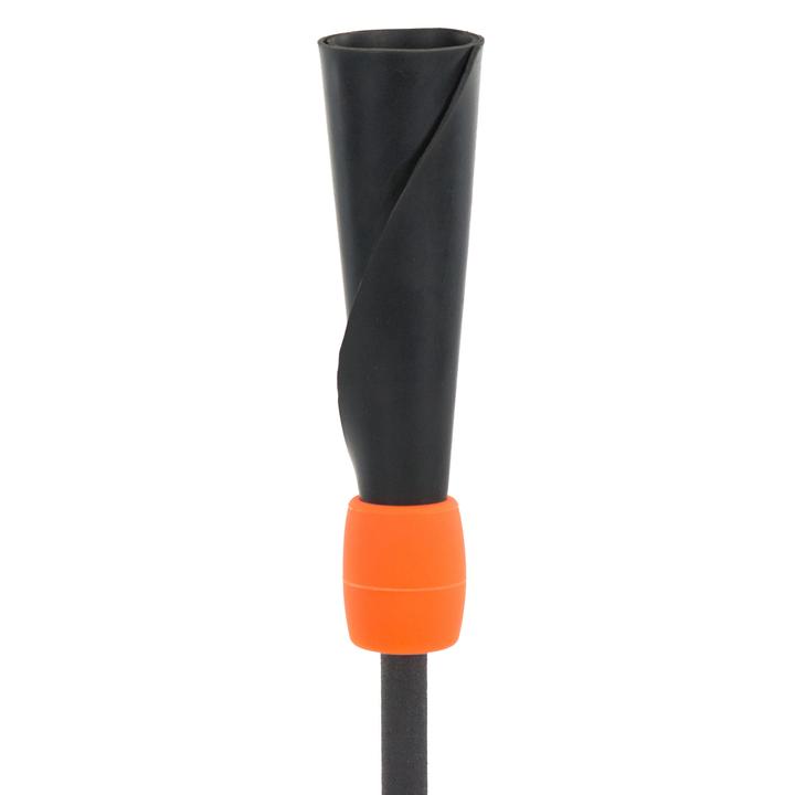 The Bownet ProMag Batting Tee (BN-PROMAG TEE) by Bownet features a black plastic spiral nozzle with an orange collar on a black rod, resembling an adjustable batting tee, shown isolated on a white background.