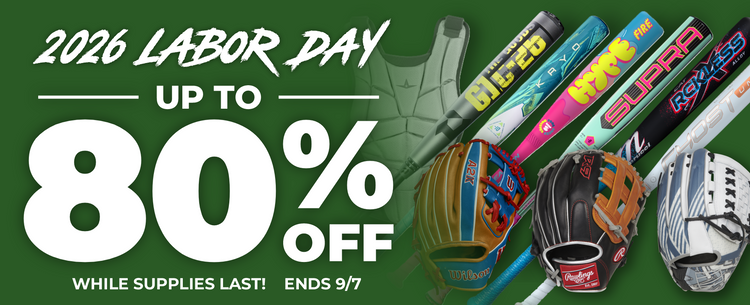 2026 Labor Day sale: Up to 80% off baseball and softball gear, including gloves, bats, and protective gear. While supplies last. Sale ends 9/7.