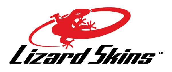 The Lizard Skins logo features a red lizard inside a red oval swoosh above the bold black text Lizard Skins™ on a white background.