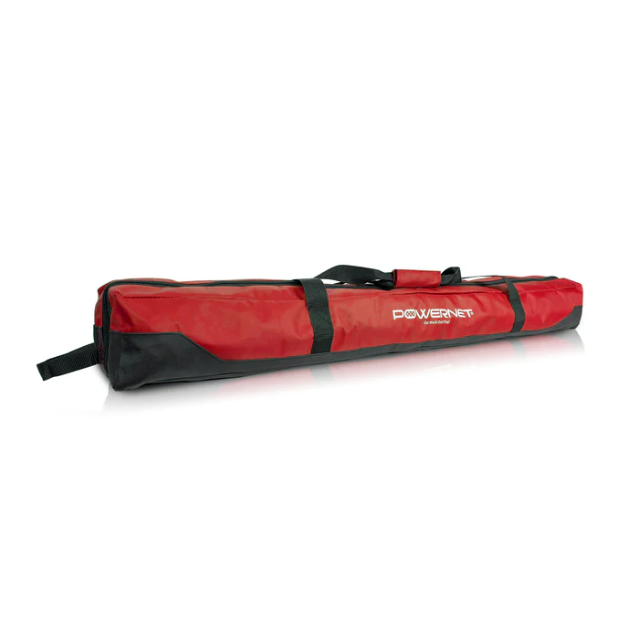 The PowerNet 7' x 7' Deluxe Replacement Carry Bag (1094) offers stylish red and black design for easy transport of your PowerNet 7x7 hitting net or replacement net.