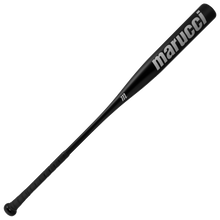 A black Marucci Aluminum Fungo 35″ Training Bat (MTRBFA) made from high-strength alloy, with a wrapped grip and the Marucci brand name displayed in large white letters near the barrel.