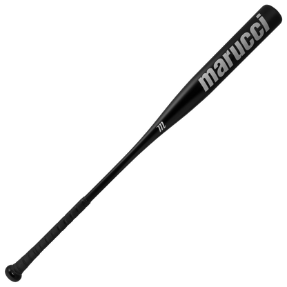 A black Marucci Aluminum Fungo 35″ Training Bat (MTRBFA) made from high-strength alloy, with a wrapped grip and the Marucci brand name displayed in large white letters near the barrel.