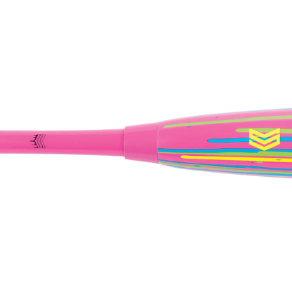 The 2025 Soldier Tank (-10) USSSA youth baseball bat by Soldier Sports features a massive 2 3/4" barrel and a 2-piece composite design, finished in striking pink and yellow.