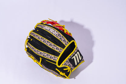 The Marucci NightShift Hot Head 11.5" Baseball Glove (MFGNTSHFT-0406), crafted from Japanese-tanned steerhide leather, is displayed on a white background.