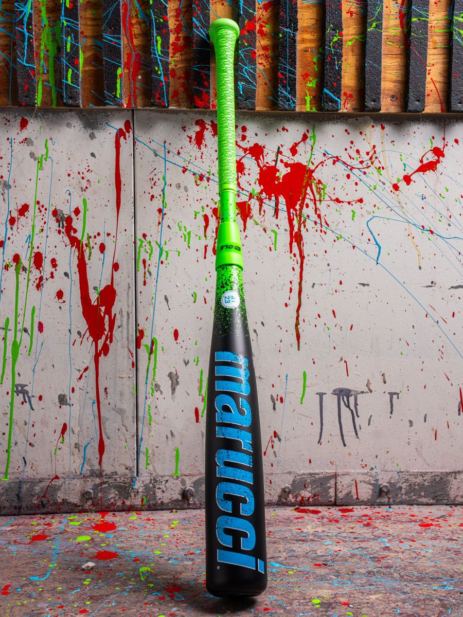 A green and black 2026 Marucci CAT X RCKLESS Hybrid (-5) 2 3/4" USSSA Baseball Bat (MSBCRH5) with blue text.