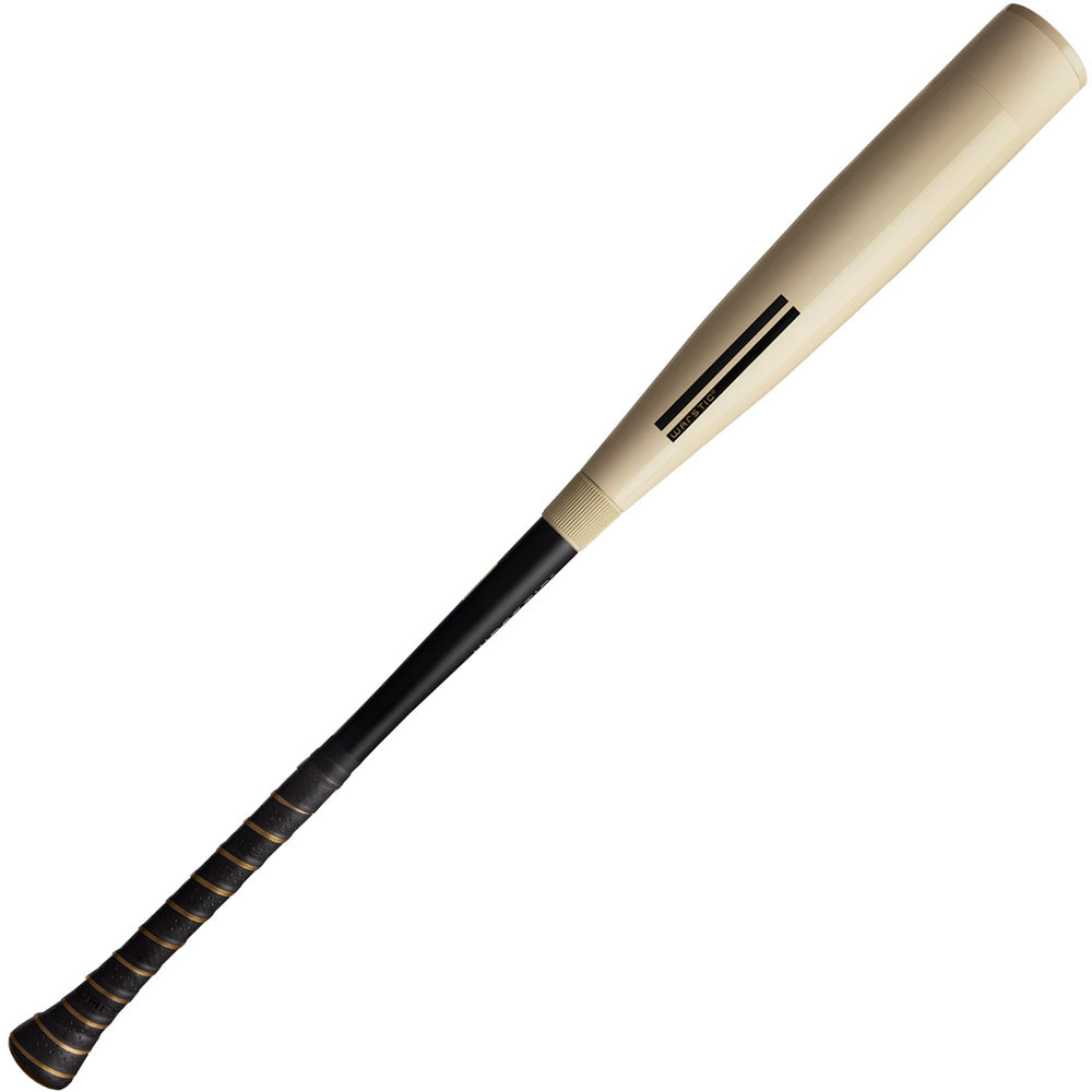 A close up of the 2025 Warstic Bonesaber Hybrid (-3) BBCOR Baseball Bat (MBBSRHB25WH3), showcasing Warstic’s signature sleek design.