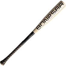 The 2026 Warstic Bonesaber Hybrid (-10) USA Baseball Bat features a gold and black Katana2X Alloy Barrel with "BONPSBR" in bold, plus a black handle accented with gold and a textured grip.