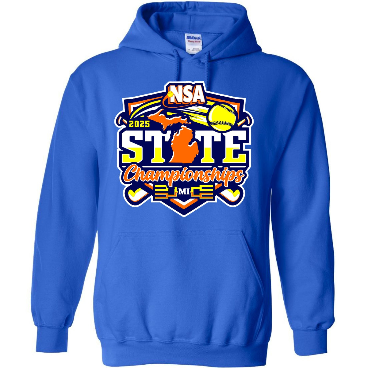 michigan state fan gear 2025 NSA Michigan State Championships Fastpitch Tournament Shirt & Hoodie Hoodie / Youth Large / Royal