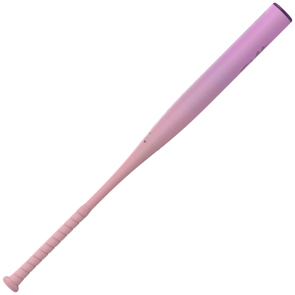 The 2026 Easton Ghost Unlimited (-9) Fastpitch Softball Bat (EFP6GHUL9) features a smooth gradient from light pink at the handle to purple at the tip, displayed on a plain white background.