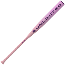 The 2026 Easton Ghost Unlimited (-9) Fastpitch Softball Bat (EFP6GHUL9) features a pink and purple design, bold "UNLIMITED" lettering, a rhinoceros graphic near the handle, and Double Barrel EXT tech for powerful performance.