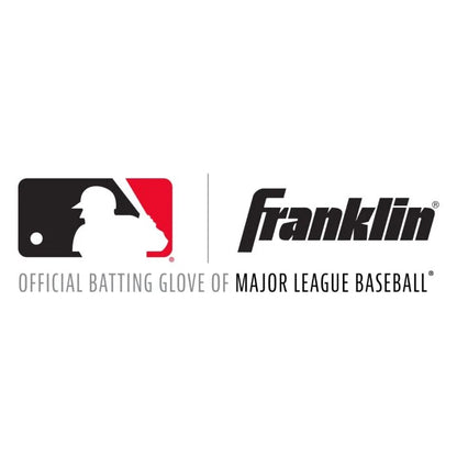 Logo for the Franklin CFX Pro Adult Batting Gloves: 205, featuring the MLB silhouette of a batter with a bat alongside the Franklin brand logo and text.