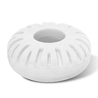 The Franklin MLB Gator Grip Knob (GRIPKNOB 24051) by Franklin is a round, white bat accessory with a smooth surface, hollow center, and vertical grooves, ideal as a bat knob or for enhanced grip.