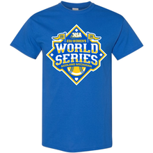 The DSG Apparel 2026 NSA 23u World Series Fastpitch Tournament Shirt is a blue Dry Fit tee with a yellow and white graphic, softball imagery, and "Midland Michigan"—the perfect shirt for the NSA Fastpitch Tournament.