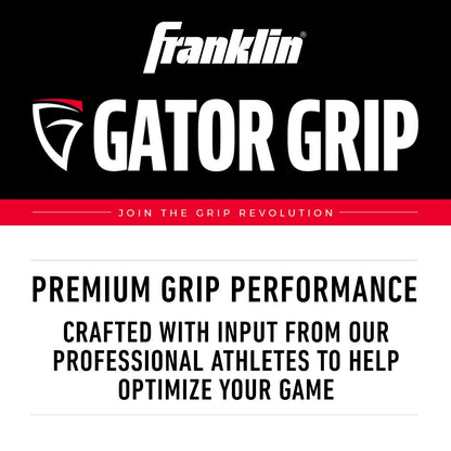 The Franklin MLB Gator Grip Knob (GRIPKNOB 24051) features the logo above “Premium Grip Performance crafted with input from our professional athletes.” Red banner says "Join the Grip Revolution." Ideal as a baseball bat knob accessory.