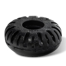 The Franklin MLB Gator Grip Knob (GRIPKNOB 24051) by Franklin is a round, black, textured metal bat accessory with vertical side slits and a large center hole, shown on a white background.