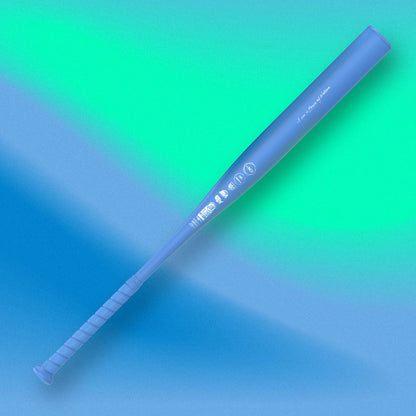A blue 2027 Easton Ghost Unlimited Wild (-11) Fastpitch Softball Bat: EFP6GUW11 with a wrapped handle and I am a Force of Nature printed on the barrel.