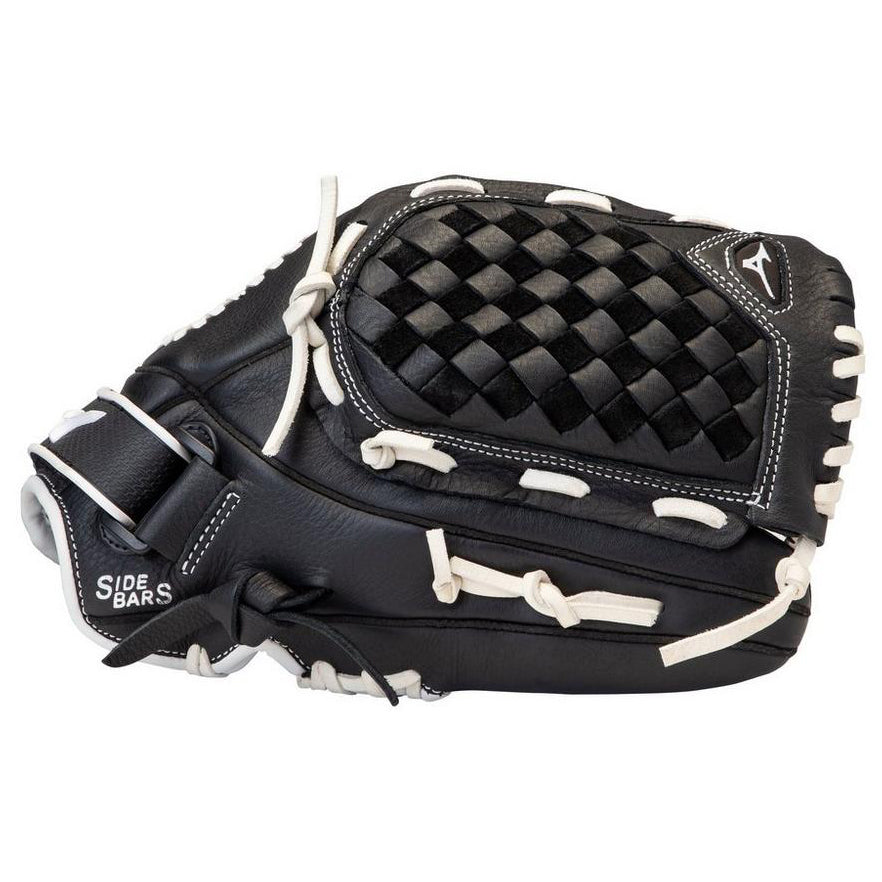 A Mizuno Prospect Select 12" Fastpitch Glove: GPSL1200F3 (312825) in black and white.