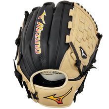 The Mizuno Franchise 12" Baseball Glove: GFN1200B5 (313243) is a tan and black full-grain leather glove featuring Mizuno branding, durable lacing, and a classic woven web design—perfect for pitchers seeking quality and style.