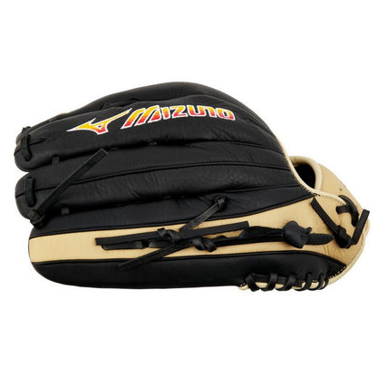 The Mizuno Franchise 12.5" Baseball Glove: GFN1250B5 (313244) features black and tan full-grain leather, visible lacing, and a back logo, shown against a white background.