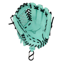 The Mizuno Prime Elite X 12" Fastpitch Glove (GPEXF-10, 313346) is a teal glove with black laces and stitching, a Mizuno logo on the palm, and a metal clip on the wrist strap.