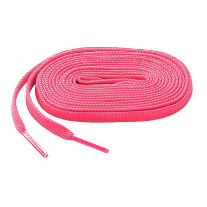 The Mizuno Shoelaces: 370201 are long, flat, bright pink laces neatly coiled with visible plastic aglets.