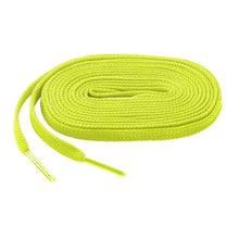A coiled neon yellow Mizuno Shoelaces: 370201 from Mizuno with a textured surface and plastic tips, displayed on a white background.