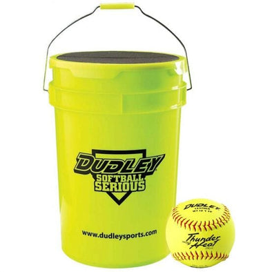 Dudley NFHS Thunder Heat 12" 47/375 Leather Fastpitch Softballs with Bucket: 4D48051