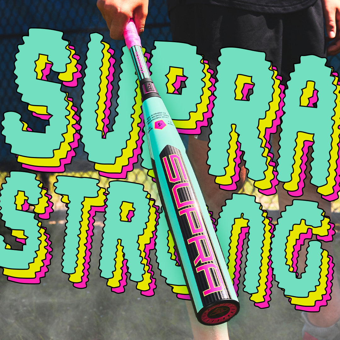 A person holding the 2026 Louisville Slugger Supra (-5) 2 3/4" USSSA Baseball Bat (WBL4120010 DEMO) with a balanced swing weight.