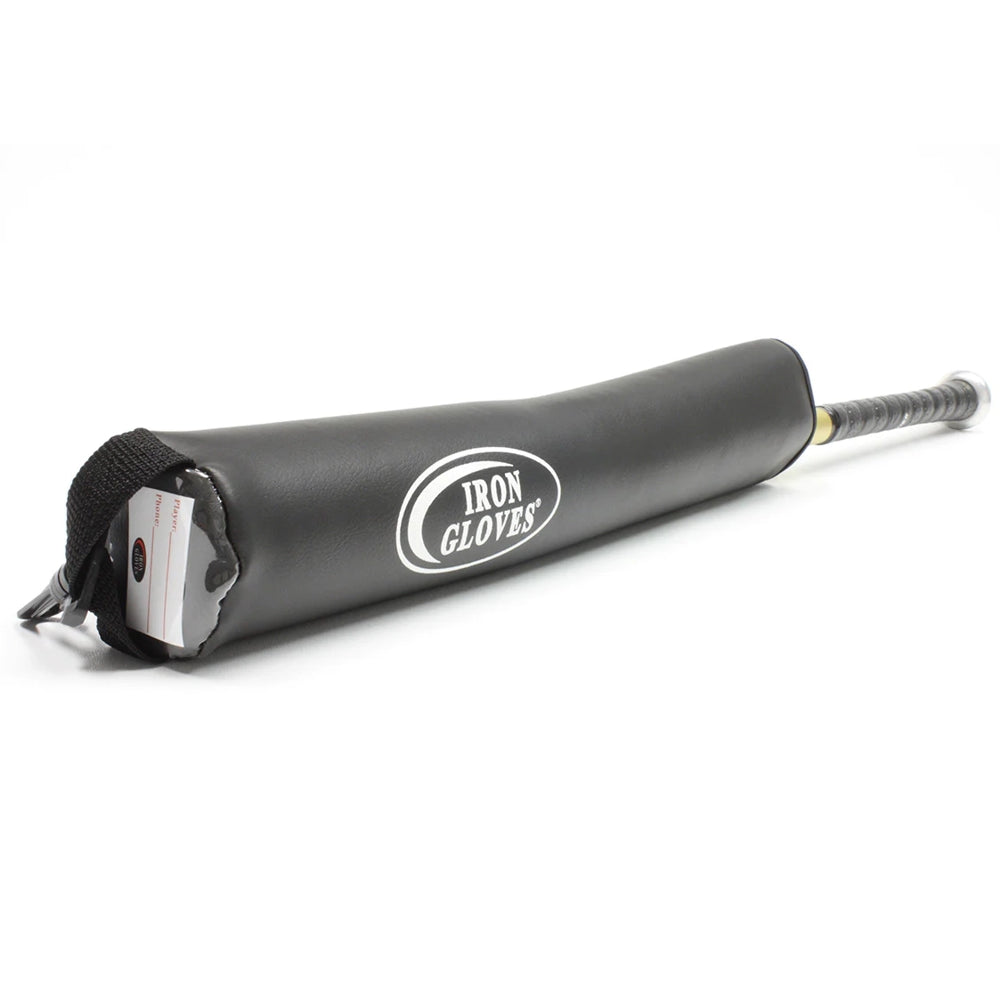 A Markwort Iron Gloves Bat Insulator Protector Sleeve: 6011 covers a baseball bat, with the logo visible on the side and part of the bat handle exposed at one end.