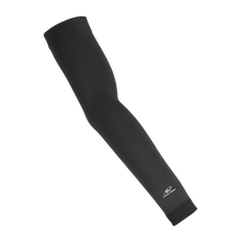 The Lizard Skins Knit Arm Sleeve: ARMK is a black compression-fit sleeve featuring a subtle logo near the wrist, shown against a plain white background.