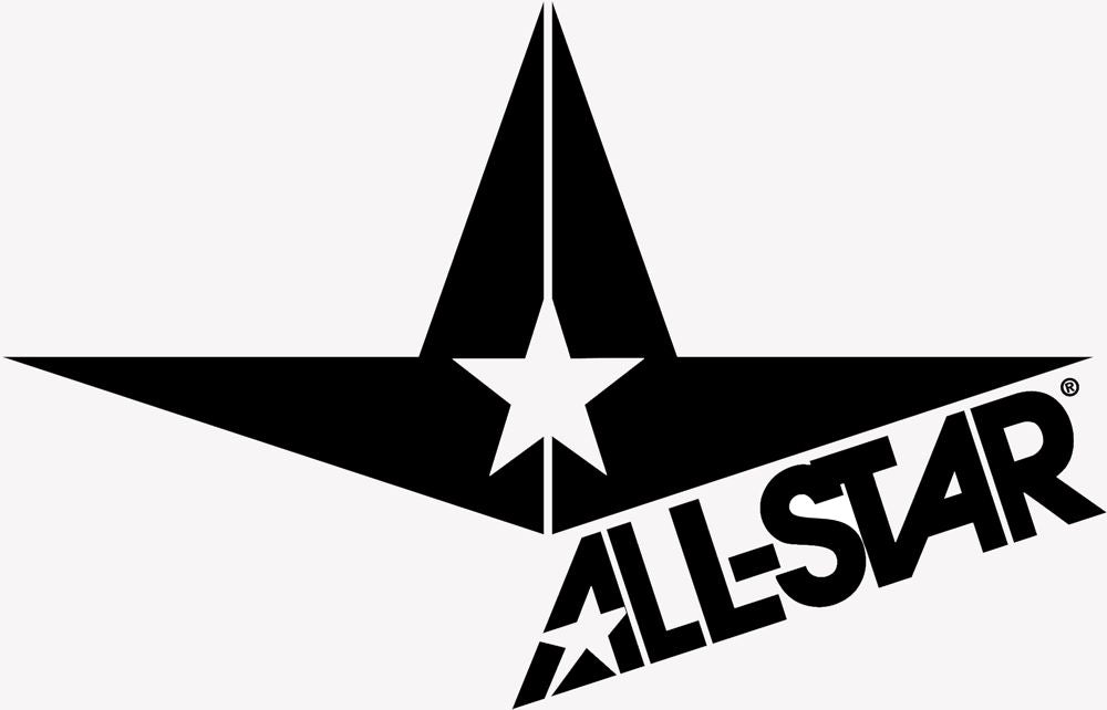 A black star with sharp points and a smaller white star in its center. The word ALL STAR is written in bold, black, slanted letters overlapping the lower right part of the star.
