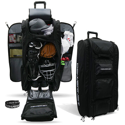 The PowerNet Optimus Catcher's Gear Bag (B013-BK) by PowerNet offers spacious storage for all your baseball gear.