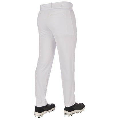 A person, shown from the back in Champro Sports Youth Triple Crown 2.0 Tapered Baseball Pants (BP64Y) and black cleats, stands against a white background. The pants feature a modern tapered fit ideal for young players.