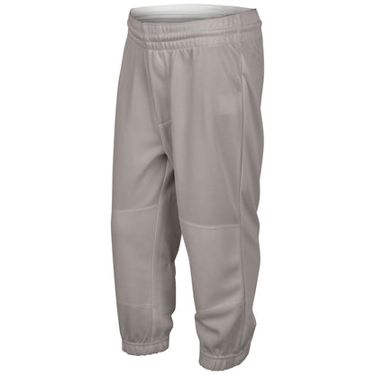 The Champro Sports Champro Youth Cycle Pull Up Baseball Pants: BPPU1 are grey pants made with abrasion-resistant fabric and a double knee design for enhanced durability.