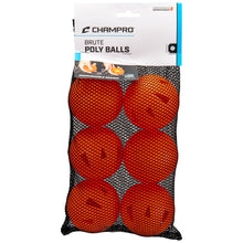 The Champro Sports Brute 9" Poly Training Balls (CBB4) includes six orange heavy-duty balls in a black mesh bag—perfect as reduced flight wiffle balls for focused practice.