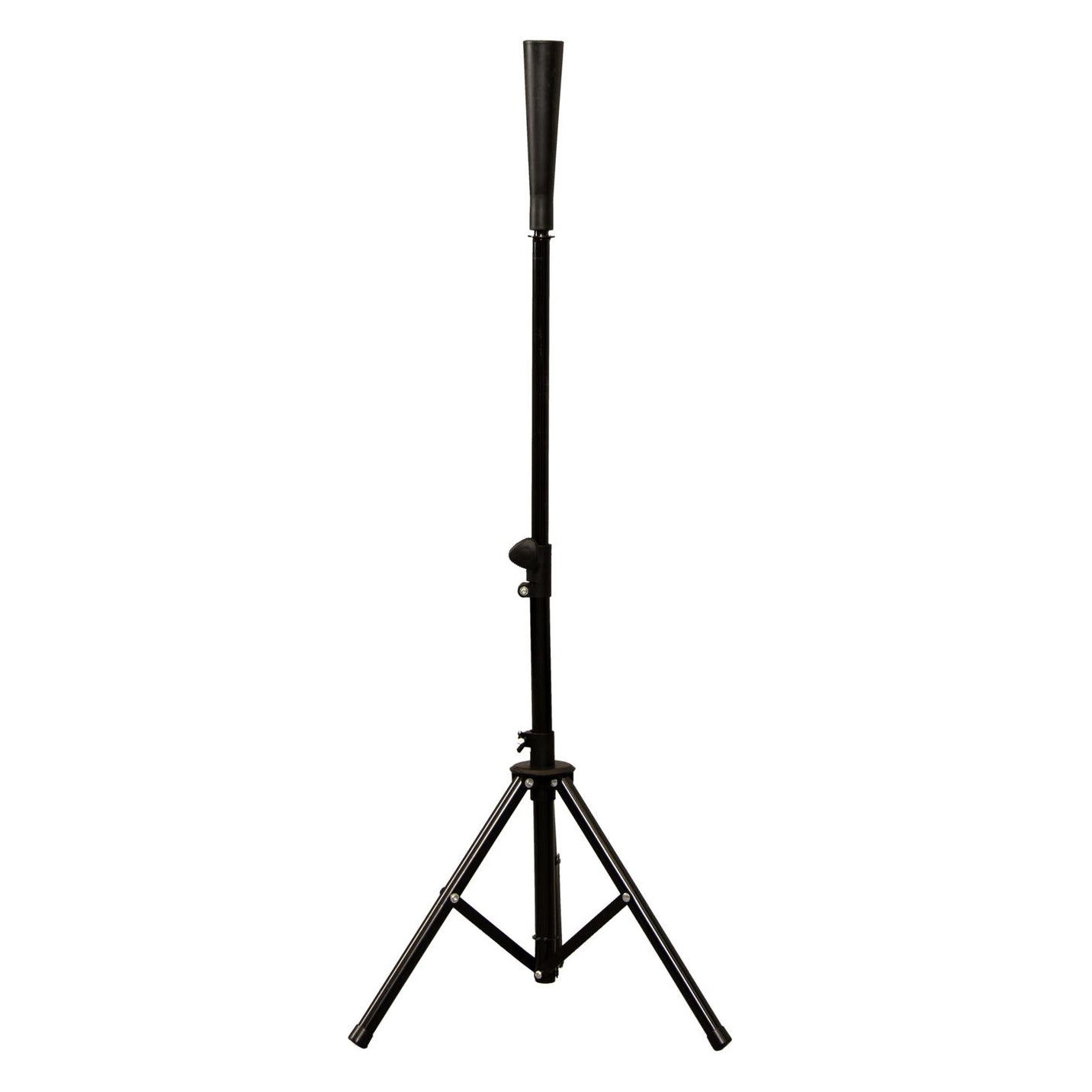 The Dudley Hitting Station (Net, Tee & Ball Caddy) by Dudley features a sturdy, adjustable frame with a cylindrical holder on top, reminiscent of robust softball practice nets, displayed against a plain white background.