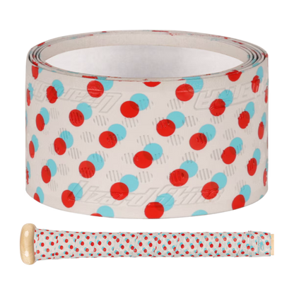 A roll of Lizard Skins DSP Ultra Outburst 1.1mm Bat Grip in 3D Effect, with polymer durability, is wrapped around a bike handlebar below.