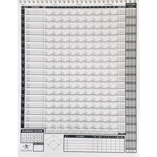 The Diamond Sport Gear 18 Player Vertical Scorebook: MSB18 by My Scorebooks features columns and rows for players, innings, pitches, and stats—plus sections for lineup details, running score, field diagram, and pitch counts.