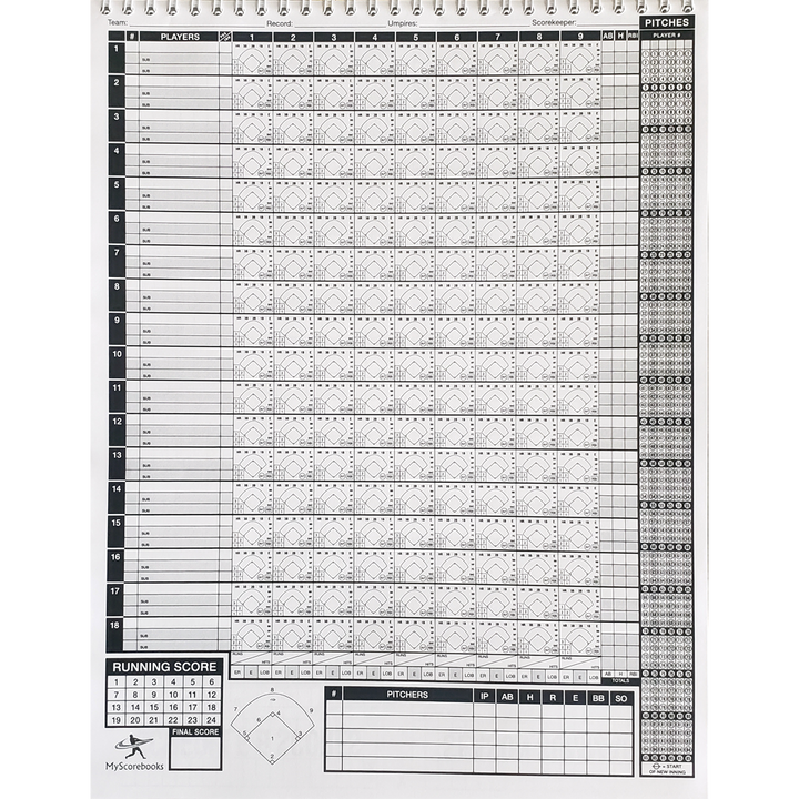 Diamond Sport Gear 18 Player Vertical Scorebook: MSB18