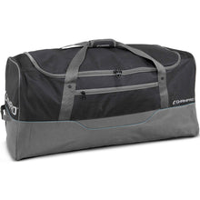 The Champro Sports Ultimate Carry All Equipment Bag (E85) is a large black and gray duffle with two handles, top zipper, front zip pocket, and Champro logo—ideal for carrying all your team gear.