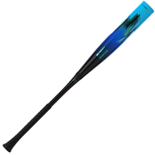 The 2027 Easton Hype Fire (-3) BBCOR Baseball Bat (EBB7HYP3) by Easton features a black composite construction with a textured grip and a blue gradient TCT Barrel adorned with geometric patterns and the Hype Fire BBCOR logo.