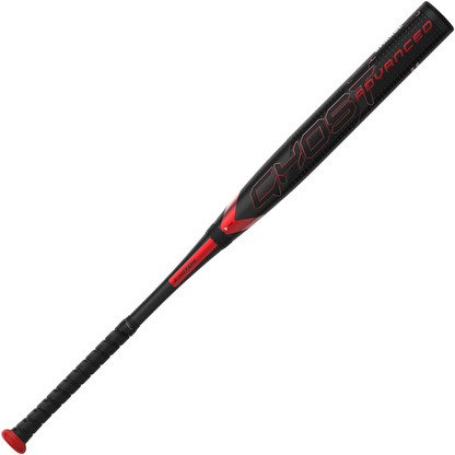 The 2024 Easton Ghost Advanced (-11) Fastpitch Softball Bat features Double Barrel 3 technology and a textured grip handle in black and red, shown diagonally on a white background.