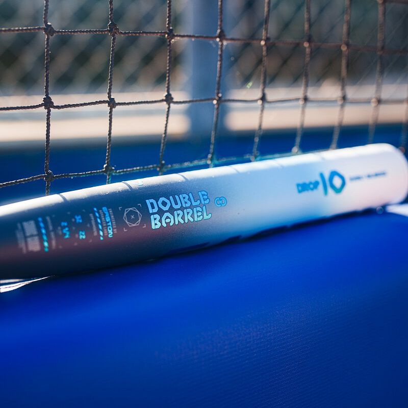A 2025 Easton Ghost OG (-11) Fastpitch Softball Bat (EFP5GHOG11) from Easton rests on a net.