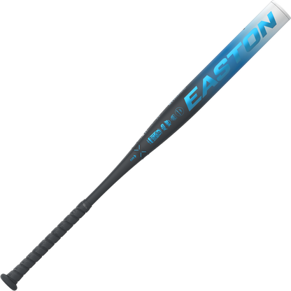 The 2025 Easton Ghost OG (-9) Fastpitch Softball Bat features a blue and black design, textured black handle, large EASTON logo on the barrel, and advanced Sonic Comp technology for powerful performance.